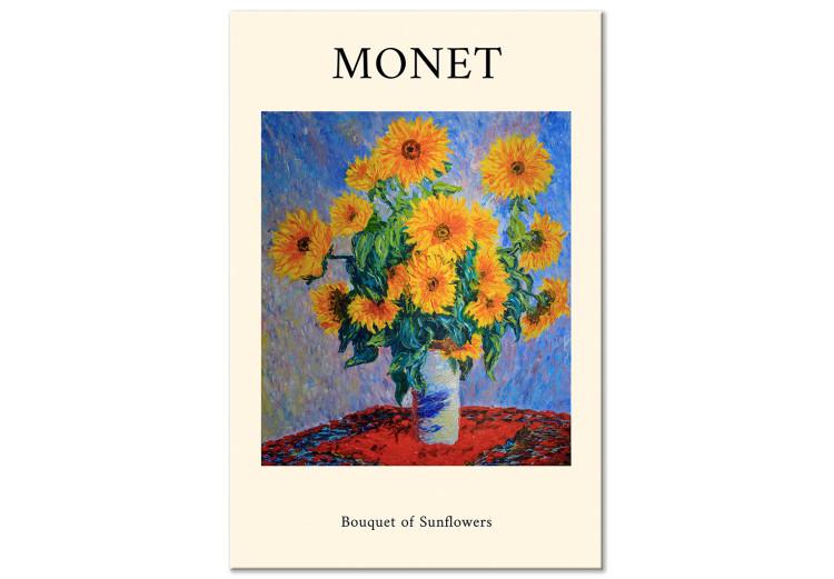 Canvas Print Sunflowers - a famous Monet art with the inscription in English