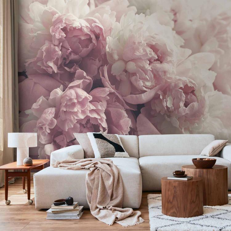 Flower composition with blooming powder peonies - floral motif
