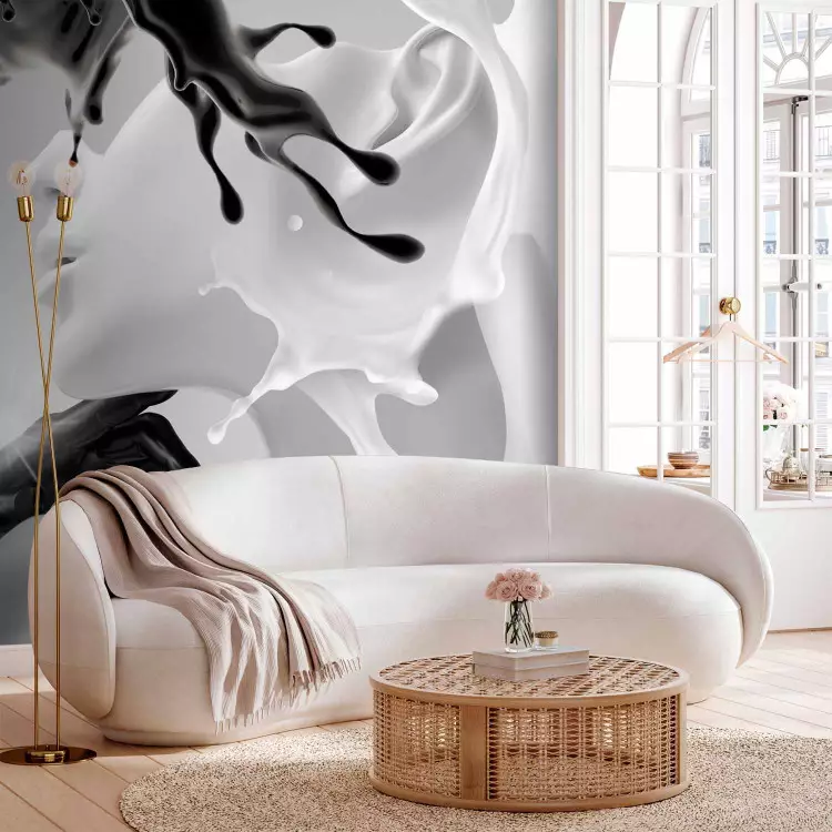 Wall Mural Tender opposites - abstract black and white figure in love