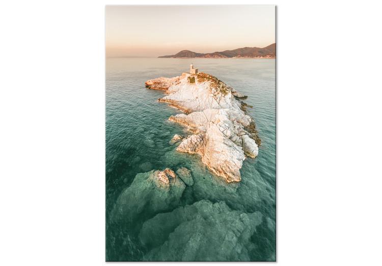 Canvas Print Scoglieta island - aerial view on a lighthouse and rocks