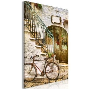Canvas Bike on the stone stairs - photography of the Italian town