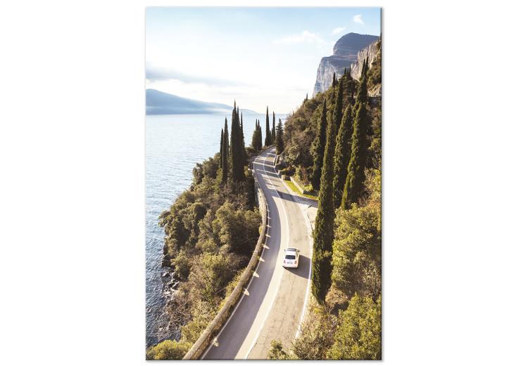 View of Lake Garda - summer landscape with winding, mountain road