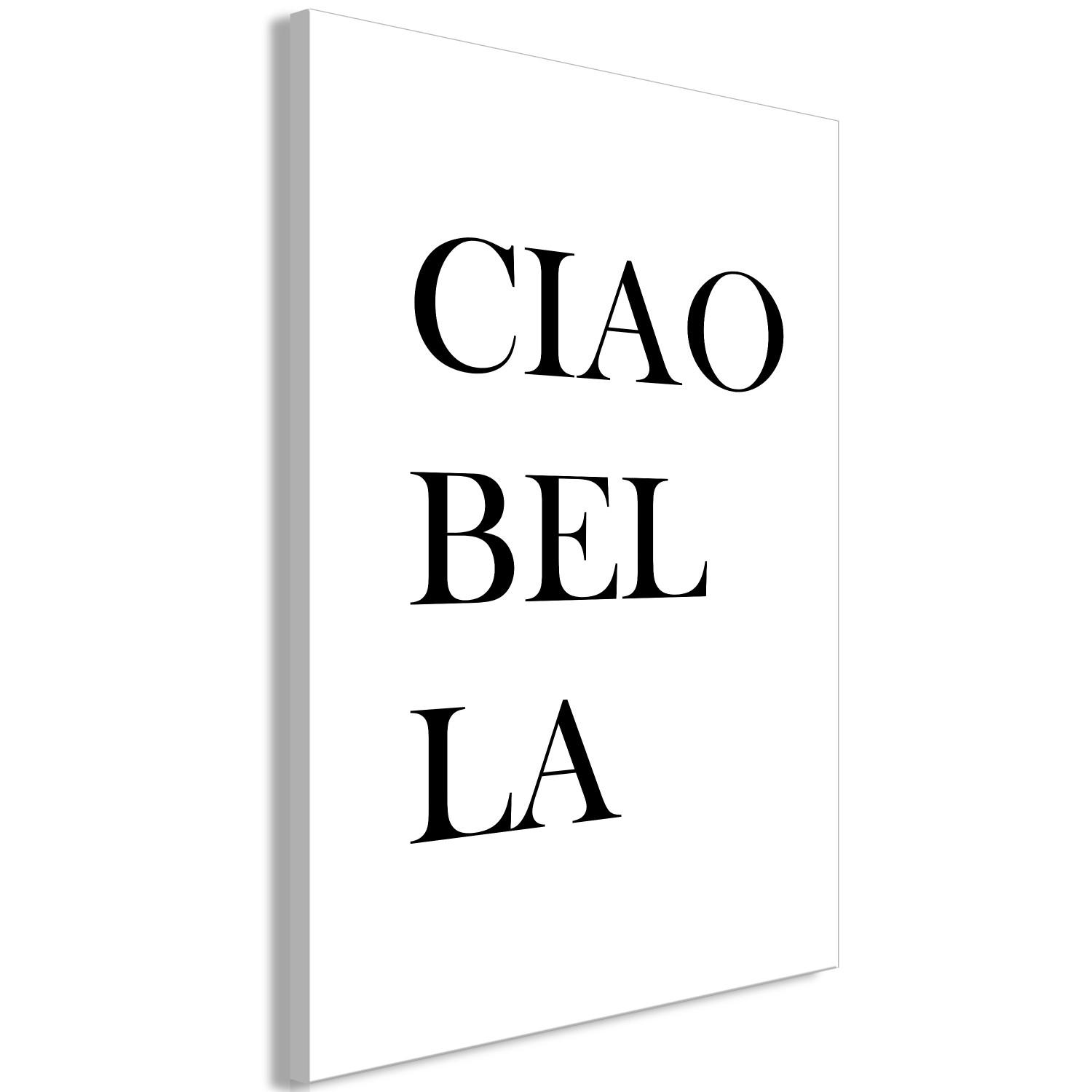 Canvas Italian text Hi beauty - black and white, typographic composition