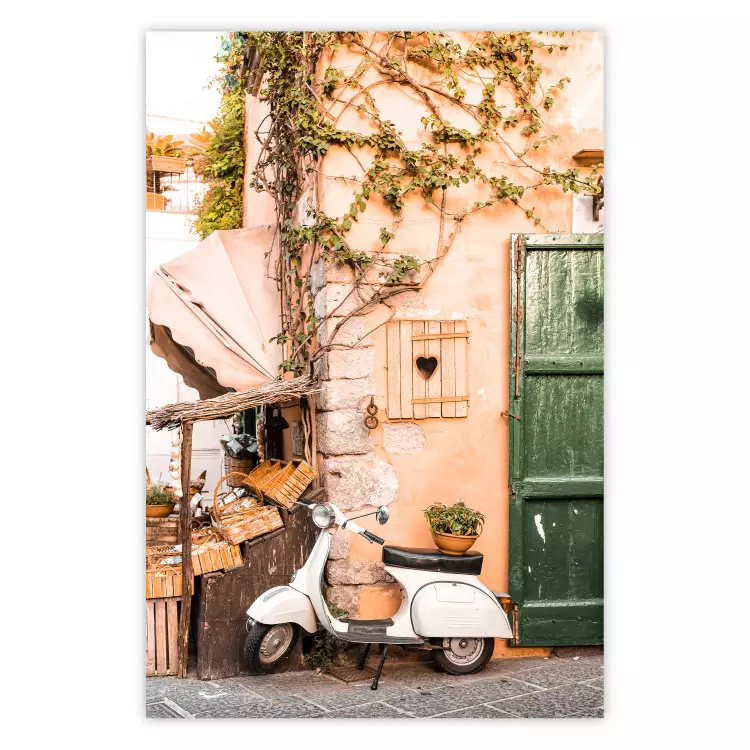 Italian Afternoon - composition with a white scooter standing on the street