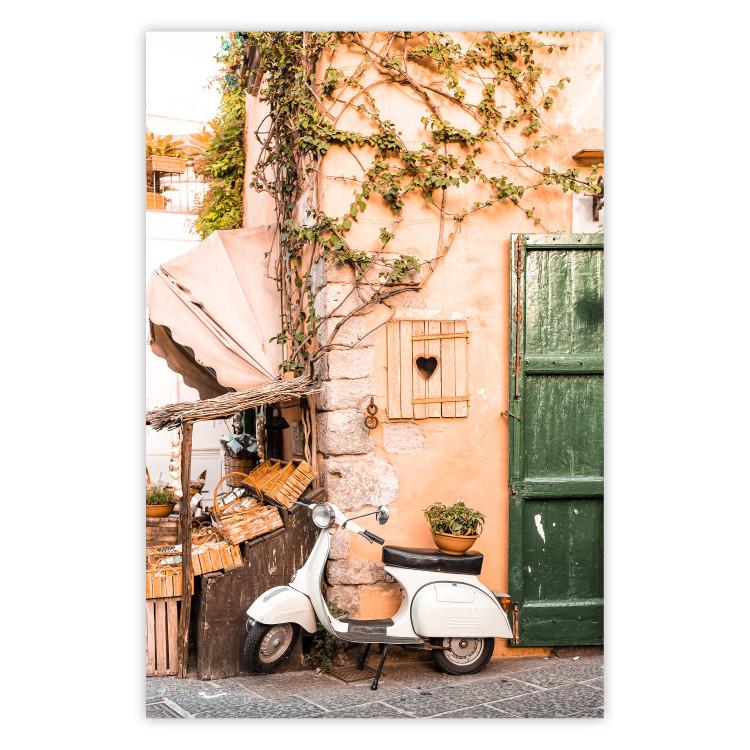 Italian Afternoon - composition with a white scooter standing on the street