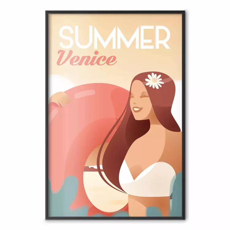 Venetian Beach - summer composition with a woman and English text