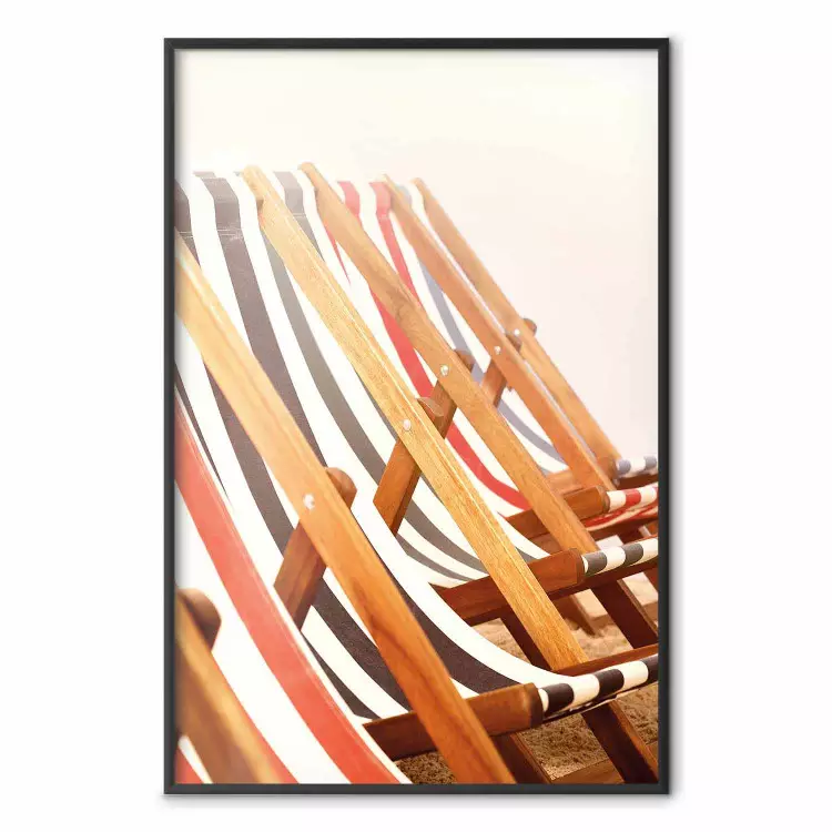 Sunny Bathing - summer composition with colorful beach loungers