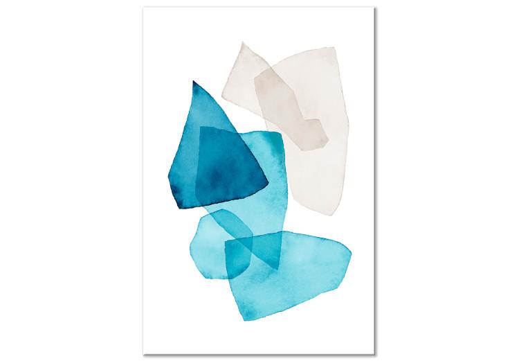 Canvas Print Blue and beige shapes - Abstraction stylized on watercolor