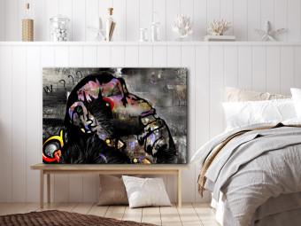 Canvas Thoughtful Monkey (1-piece) Wide - futuristic abstraction
