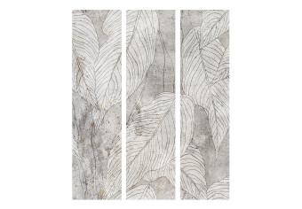 Room Divider Shadow Filled with Murmur (3-piece) - Black and white pattern in leaves