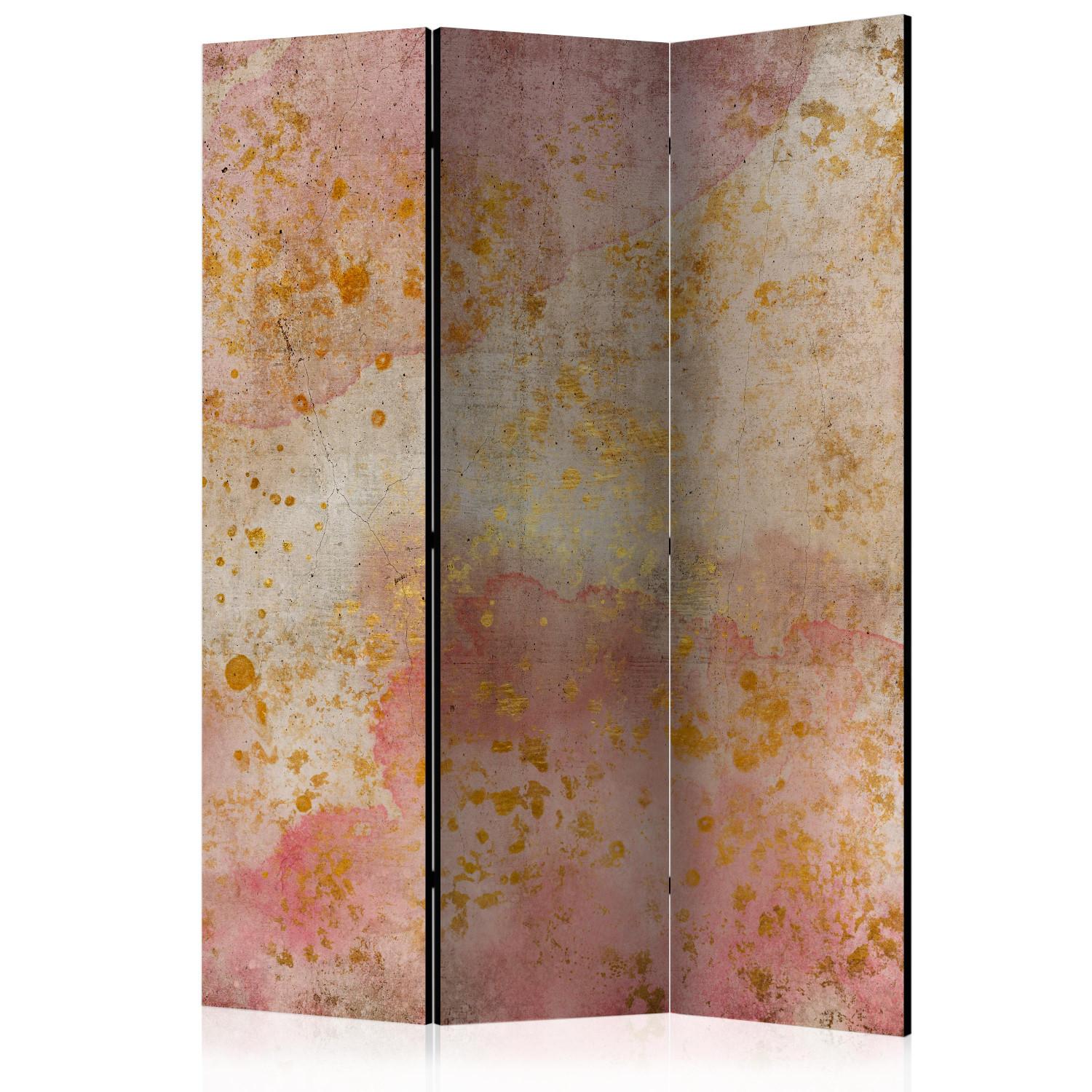 Room Divider Golden Bubbles (3-piece) - Watercolor abstraction on concrete background