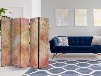 Room Divider Golden Bubbles II (5-piece) - Watercolor abstraction on concrete background