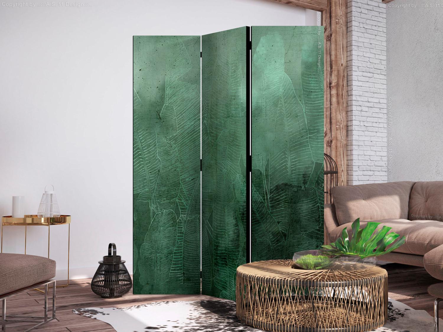 Room Divider Green Banana Trees (3-piece) - Emerald composition in leaves