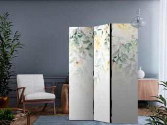 Room Divider Rose Waterfall - Second Variant (3-piece) - Yellow flowers amidst plants
