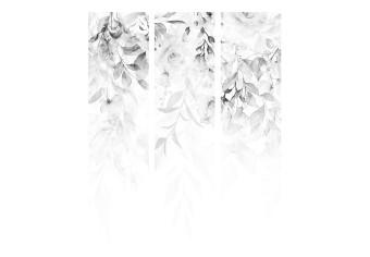 Room Divider Rose Waterfall - Third Variant (3-piece) - Gray flowers amidst white
