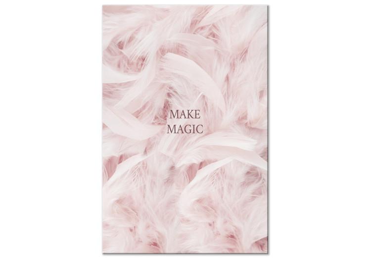 Canvas Print Brown inscription Make Magic - Abstraction with pink in the background