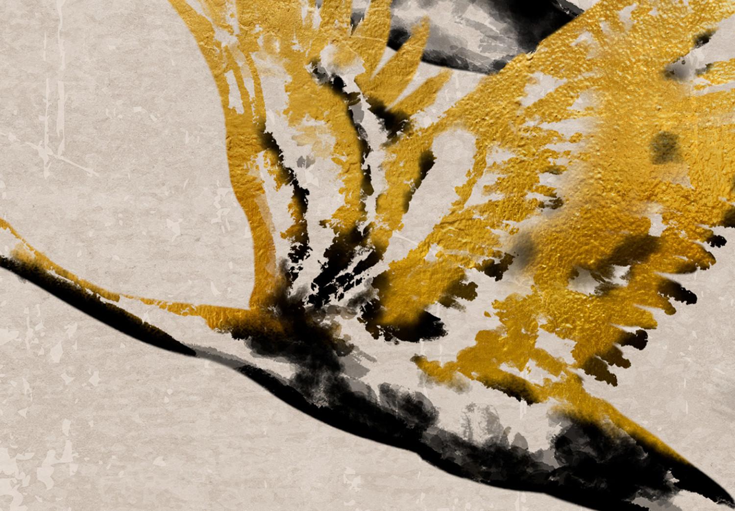 Canvas Golden cranes - a stylized japanese-style composition in beige