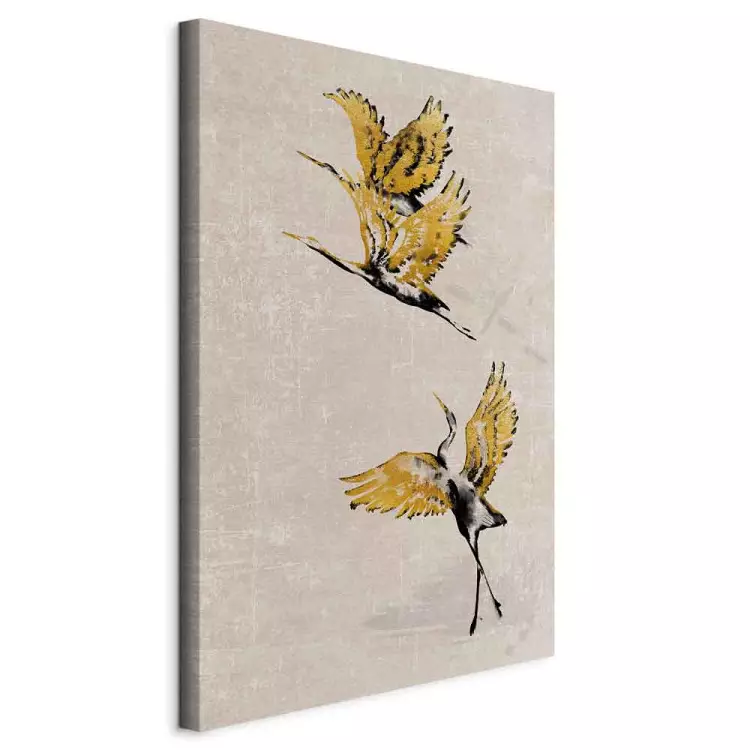 Golden cranes - a stylized japanese-style composition in beige
