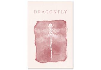 Canvas White dragonfly and inscription - a composition on a beige background