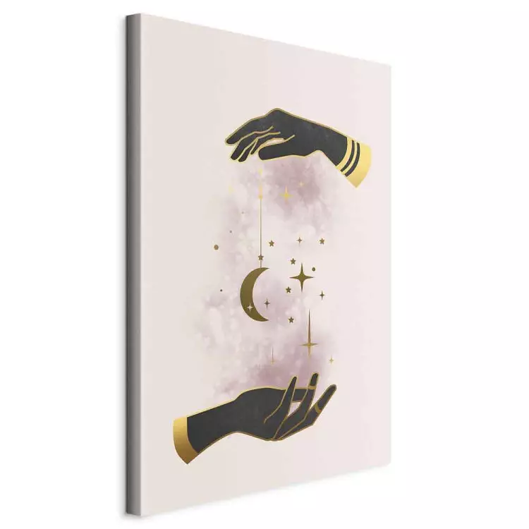 Stars and moon in hands - Golden and black elements