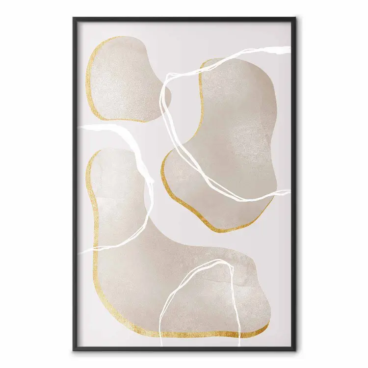Beach Dream - simple abstraction with beige round shapes and white lines