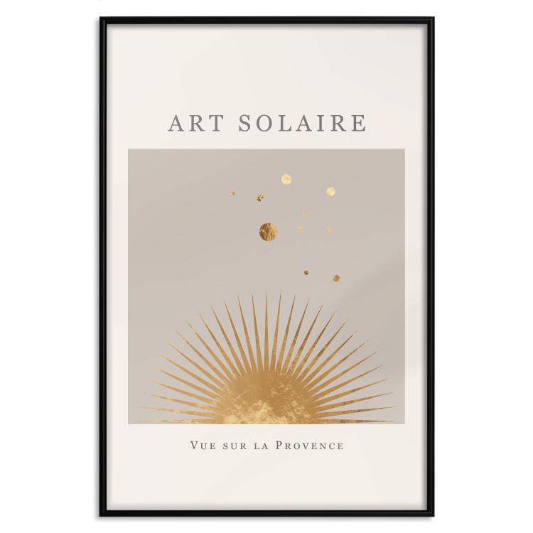 Poster Sunny Art - golden sun and dark text in scandi boho style