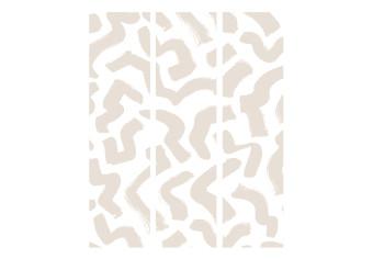 Room Divider Beige Pattern (3-piece) - Simple abstraction in scandiboho style