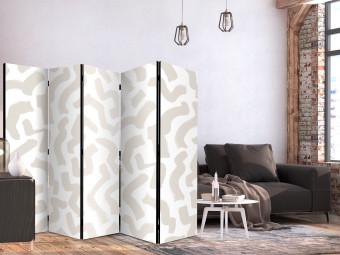 Room Divider Beige Pattern II (5-piece) - Light abstraction in scandiboho style