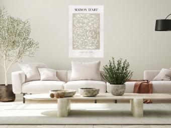 Poster Art House - beige abstraction with leaves and text in scandi boho style