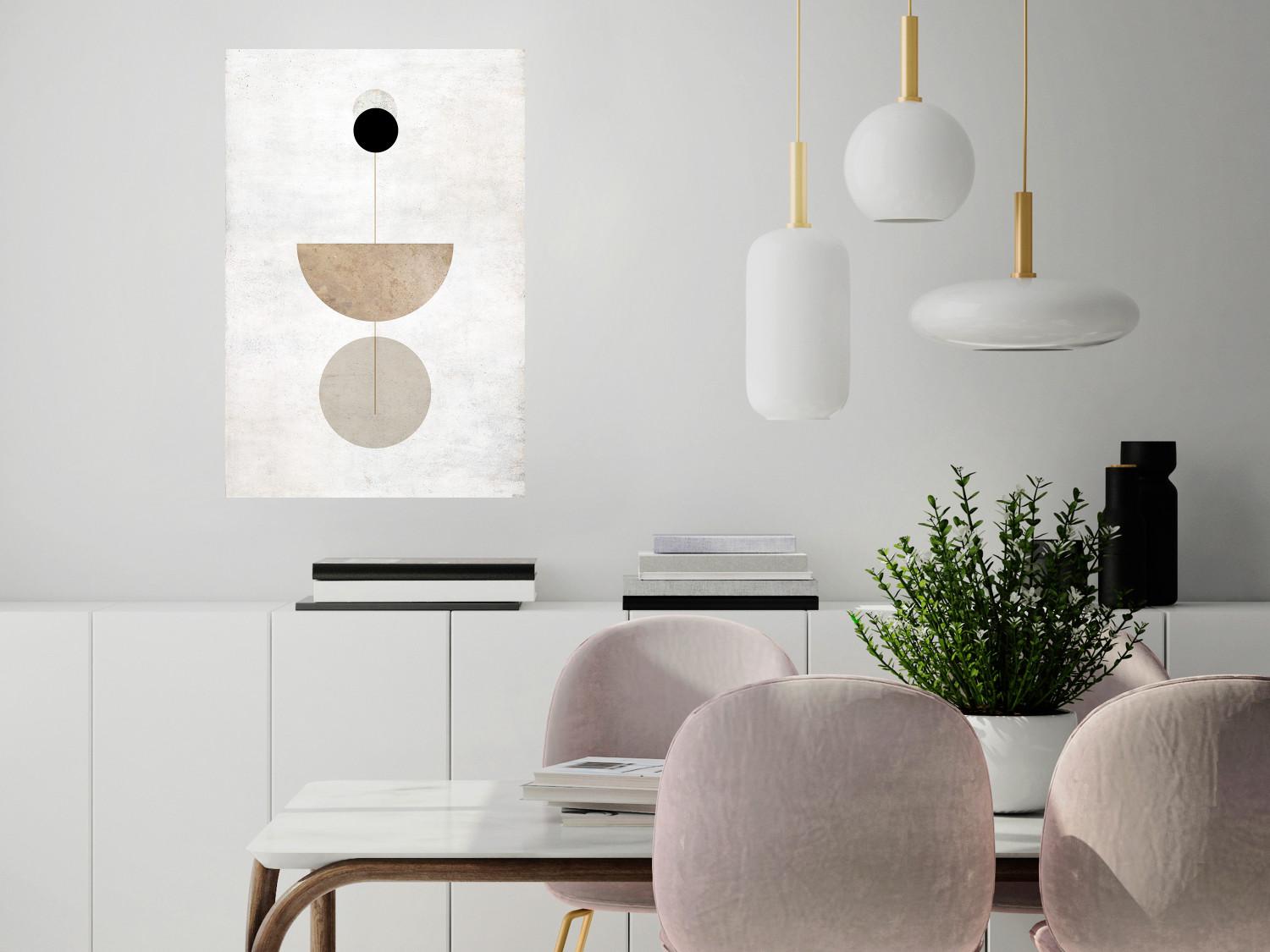 Poster In Line - geometric abstraction with circles on a light background in boho style