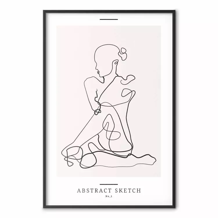 Abstract Sketch - simple lineart with a woman figure and text
