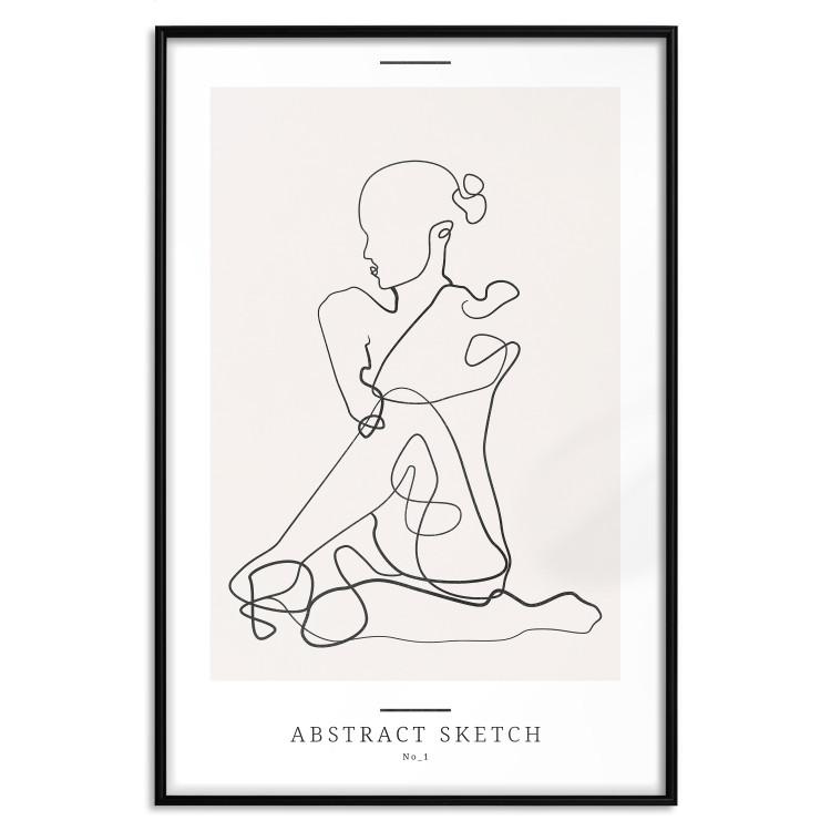 Abstract Sketch - simple lineart with a woman figure and text