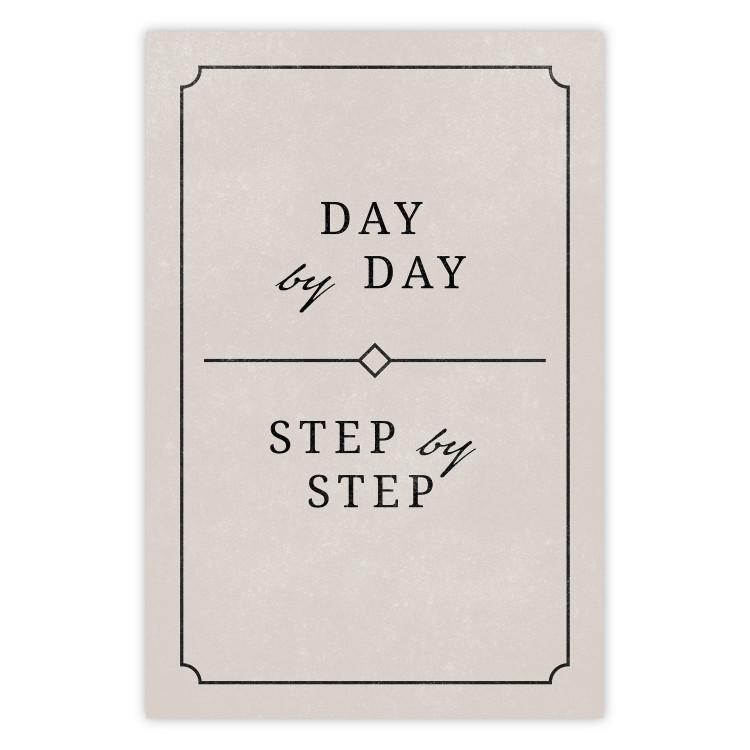 Day by Day - simple composition with English text on a beige background