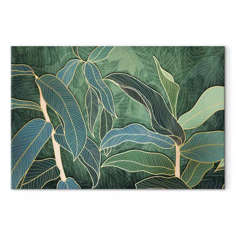 Canvas Expressive Leaves (1-piece) Wide - landscape of exotic leaves
