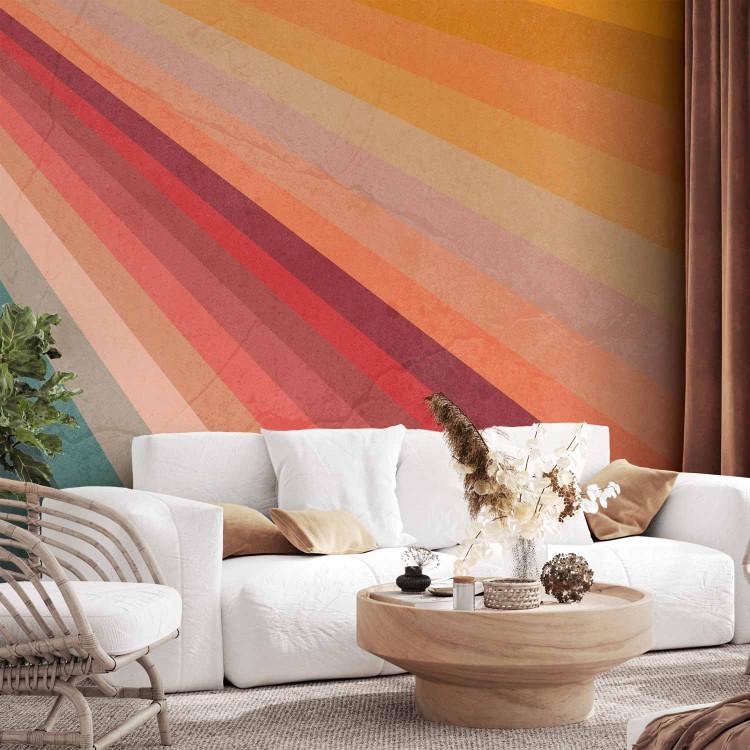 Summer sunshine - multicoloured retro striped background with texture