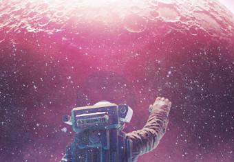 Poster Close Encounter - fantasy with an astronaut against stars and the moon