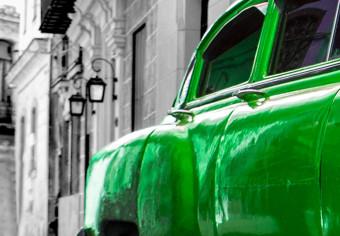Large Canvas Cuban Classic Car (Green) II [Large Format]