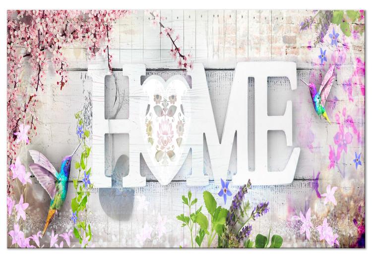 Large Canvas Print Home and Hummingbirds - Pink [Large Format]