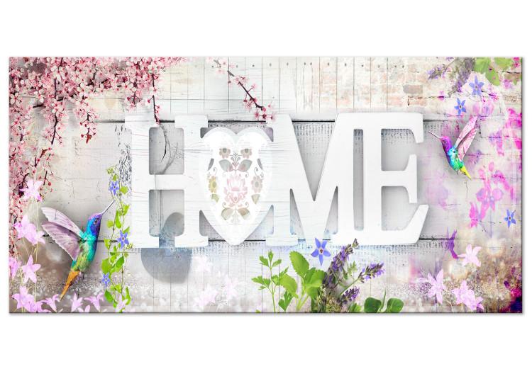 Large Canvas Print Home and Hummingbirds - Pink II [Large Format]