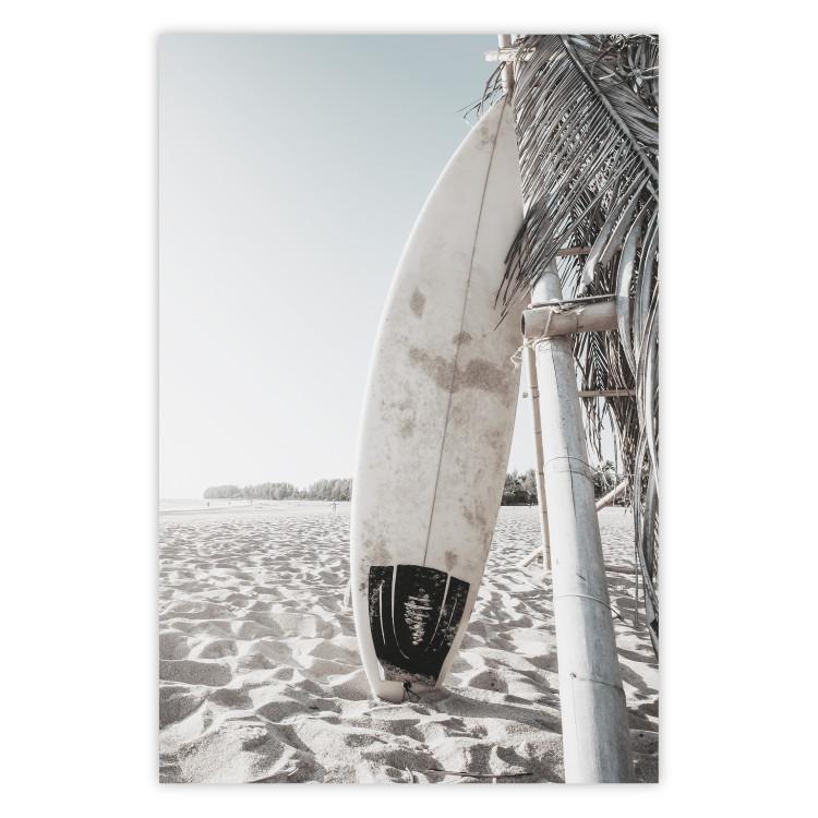 Surfboard - summer landscape of a sandy beach against the sky