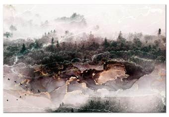 Canvas Golden Valley (1-piece) Wide - modern abstraction against a forest backdrop
