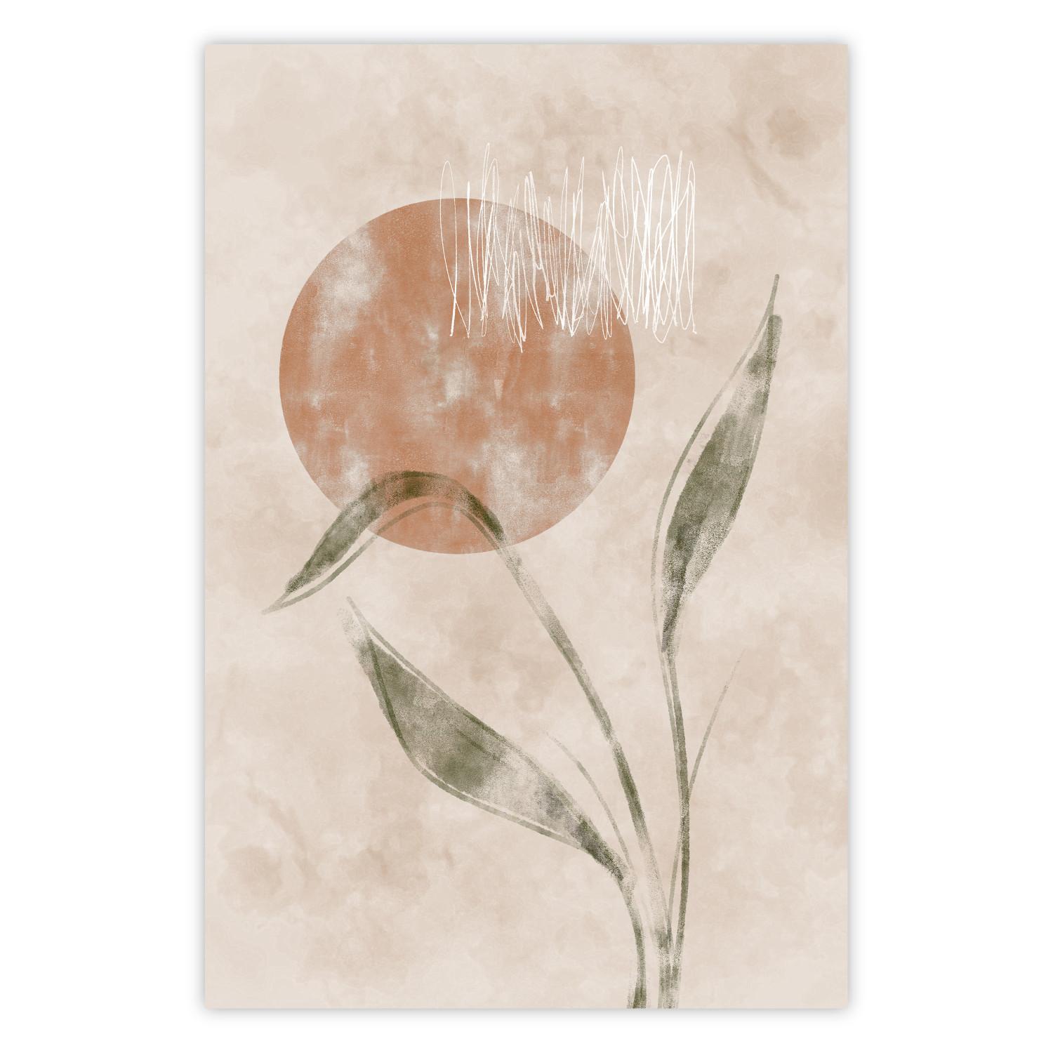 Poster Autumn Sunrise - autumnal plant composition on a beige background