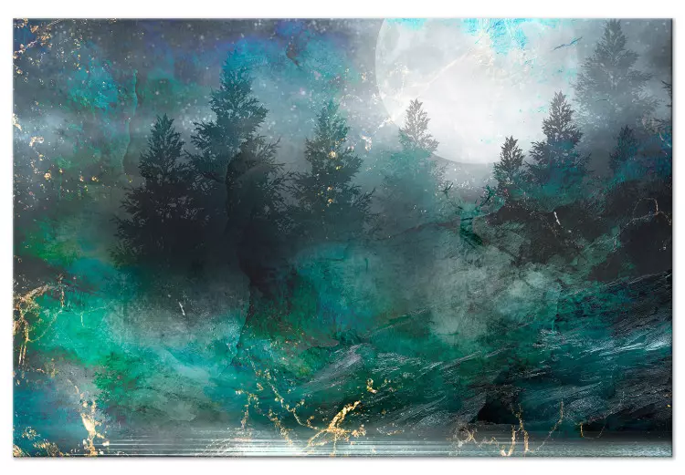Turquoise Fullness (1-piece) Wide - coniferous forest against the moon