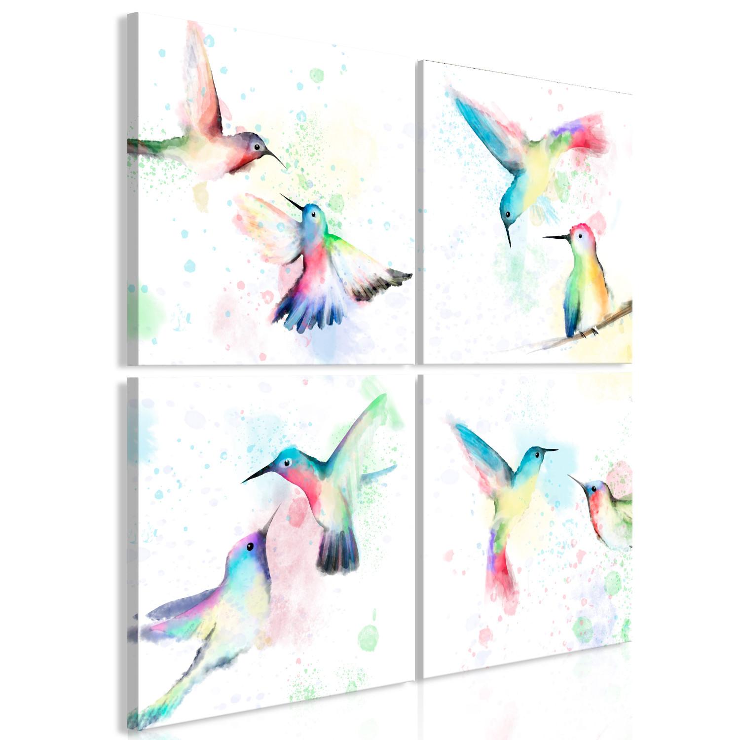 Canvas Pastel Joy (4-piece) - colorful frames with spring birds