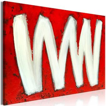 Canvas Two Letters W (1-piece) Wide - abstraction on a red background