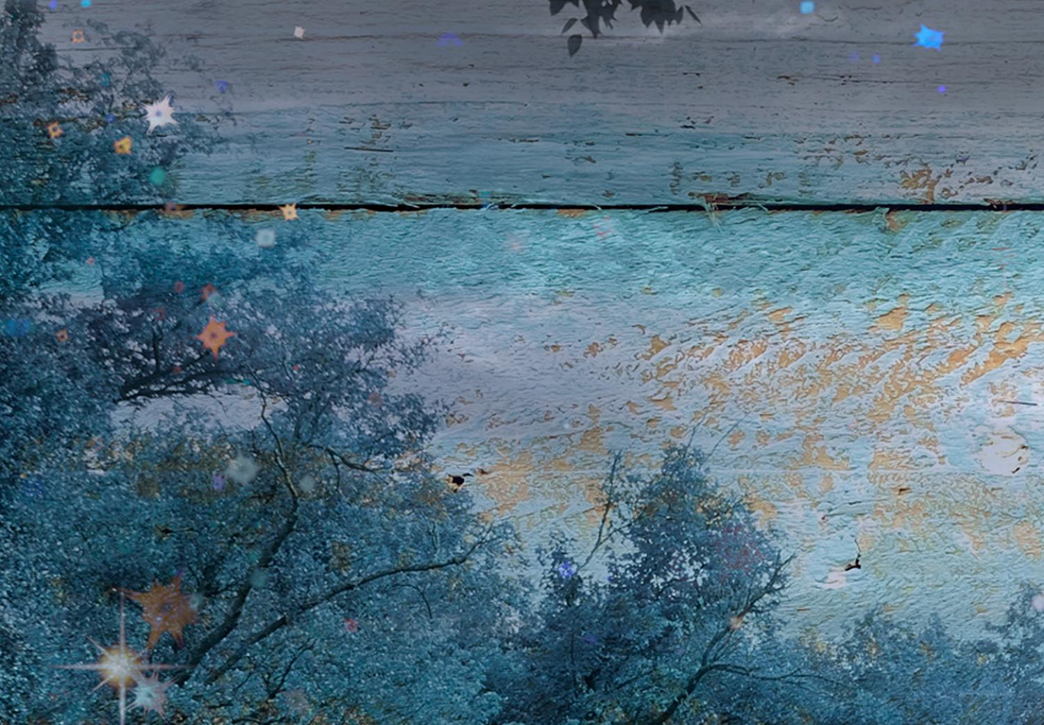 Canvas Turquoise Dusk (1-piece) Wide - nighttime lake among trees