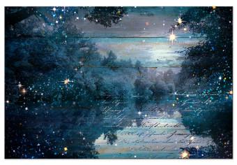 Canvas Turquoise Dusk (1-piece) Wide - nighttime lake among trees