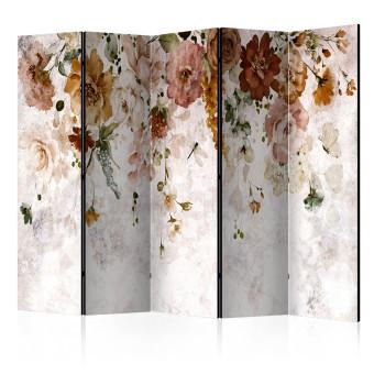 Room Divider Celestial Drapery II (5-piece) - Colorful flowers on a light background