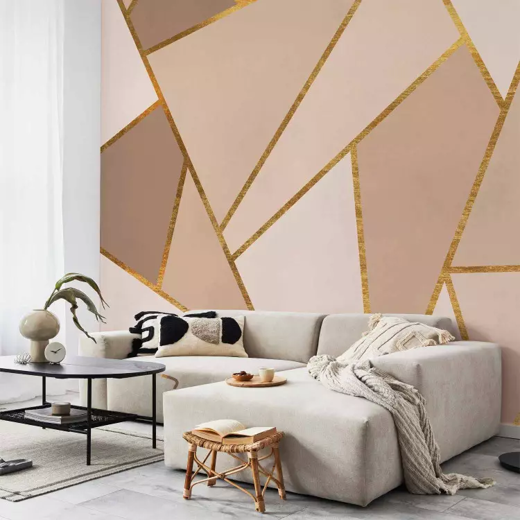 Wall Mural Brown geometry - composition depicting triangles and squares