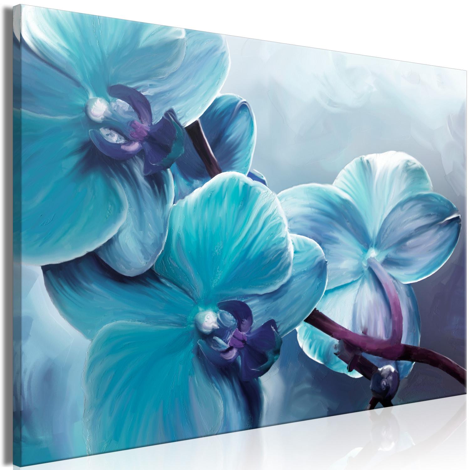 Canvas Close-up Orchids (1-piece) wide - turquoise flower petals